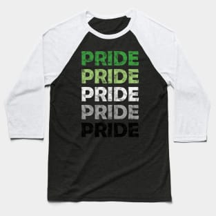 Aromantic Pride Flag Colors Repeating Text Design Baseball T-Shirt